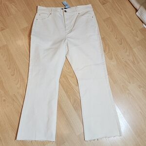NWT Ann Taylor Kick Crop Cream Jeans Stretch Denim Size 12P 12 Petite Short